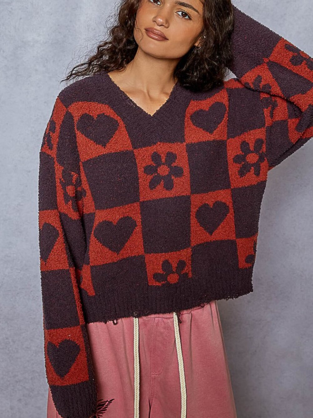 POL Distressed Heart Sweater